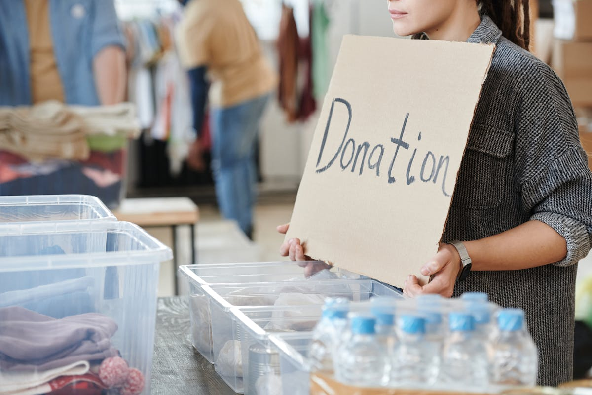 People receiving food assistance at local pantry